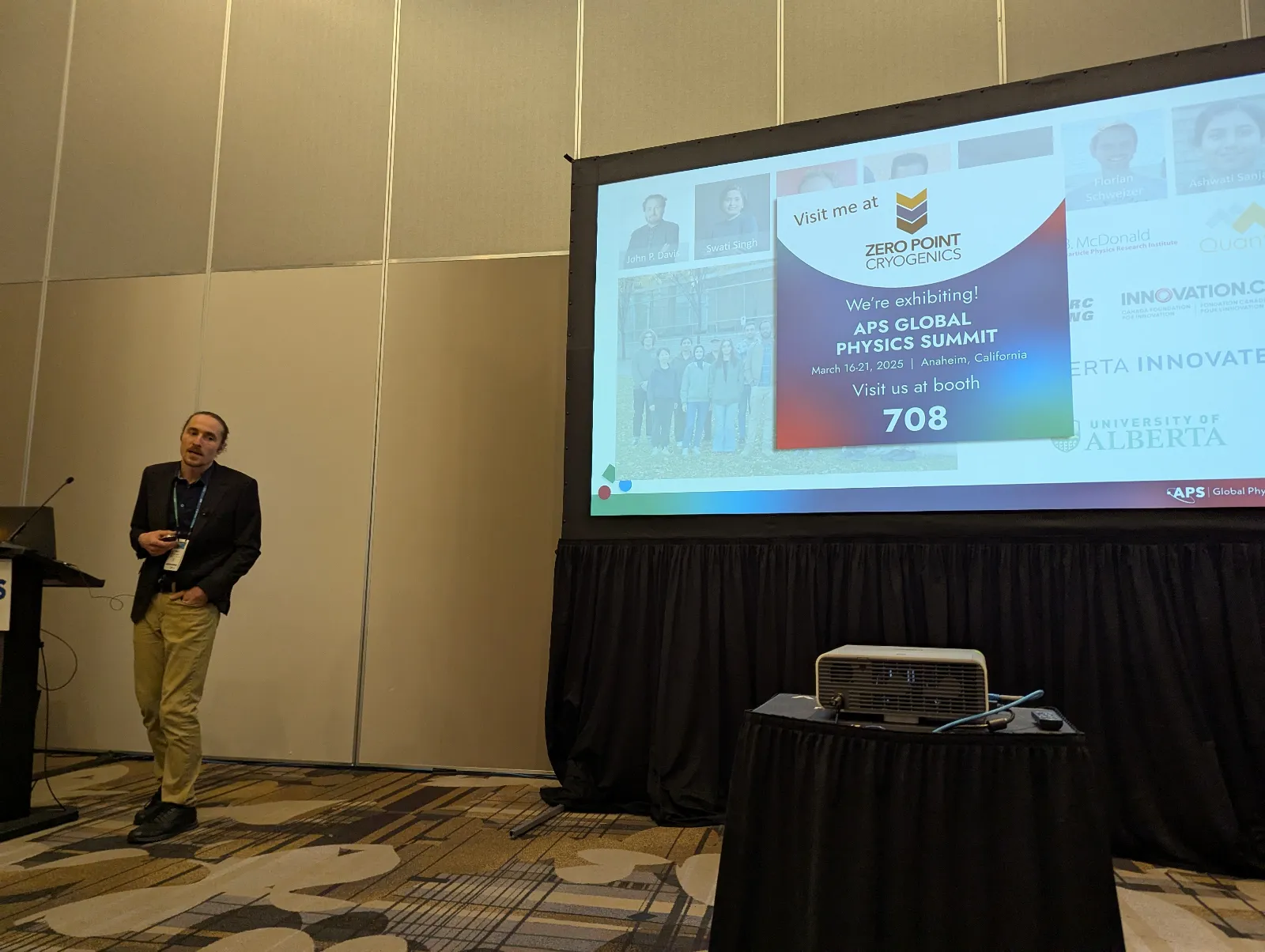 Marvin Hirschel, as he delivered his talk, The Superfluid Helium Ultralight Dark Matter Detector HeLIOS