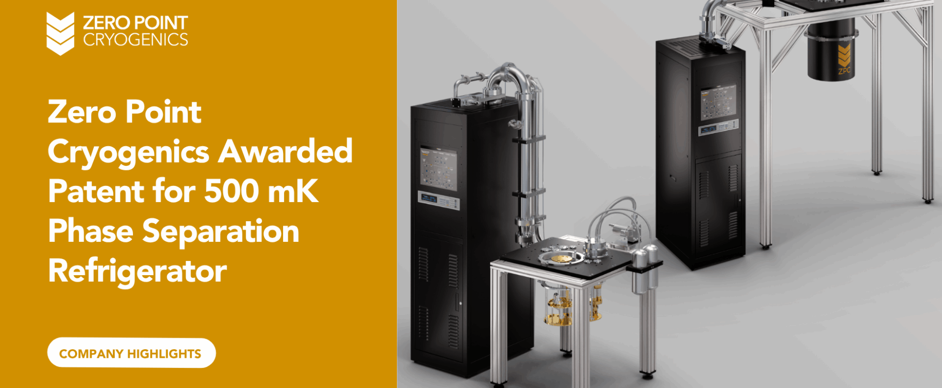 Zero Point Cryogenics Awarded Patent for 500 mK Phase Separation Refrigerator
